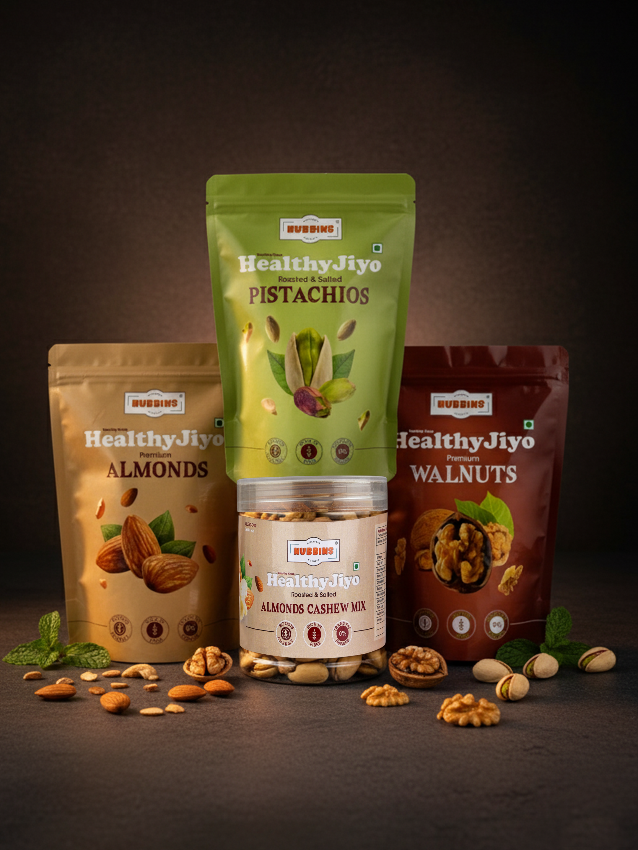 Nubbins HealthyJiyo Mixed Premium Combo (Pistachios, Almonds, Walnuts & Almonds Cashew Mix) 1.4kg