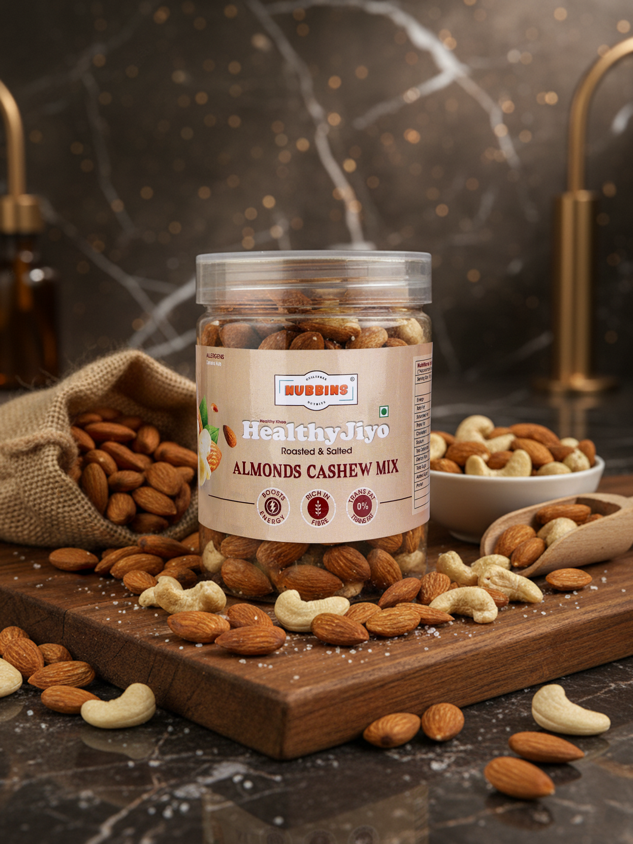 Nubbins HealthyJiyo Roasted & Salted Almond Cashew Mix 200gm
