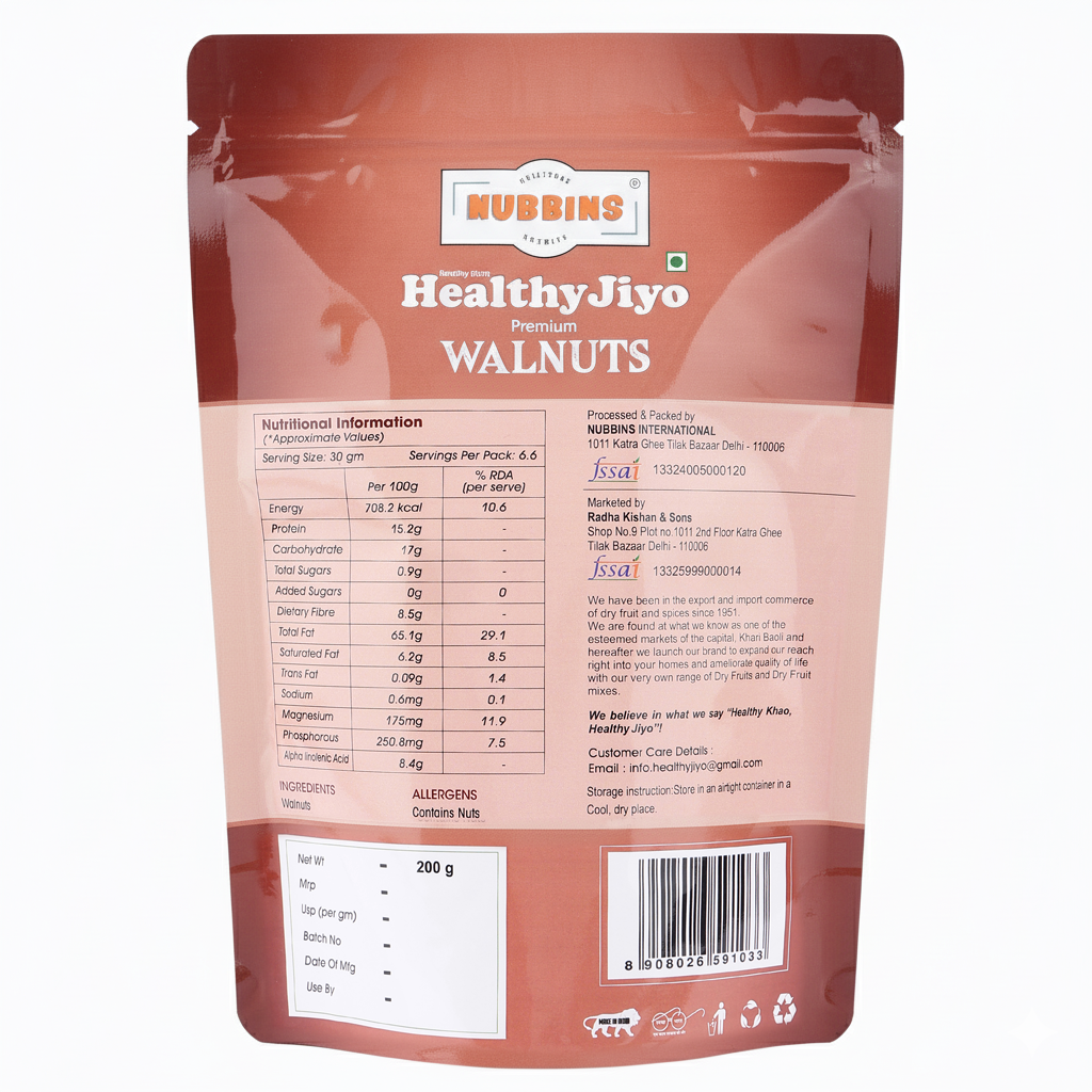 Nubbins HealthyJiyo Premium Walnuts 200gm