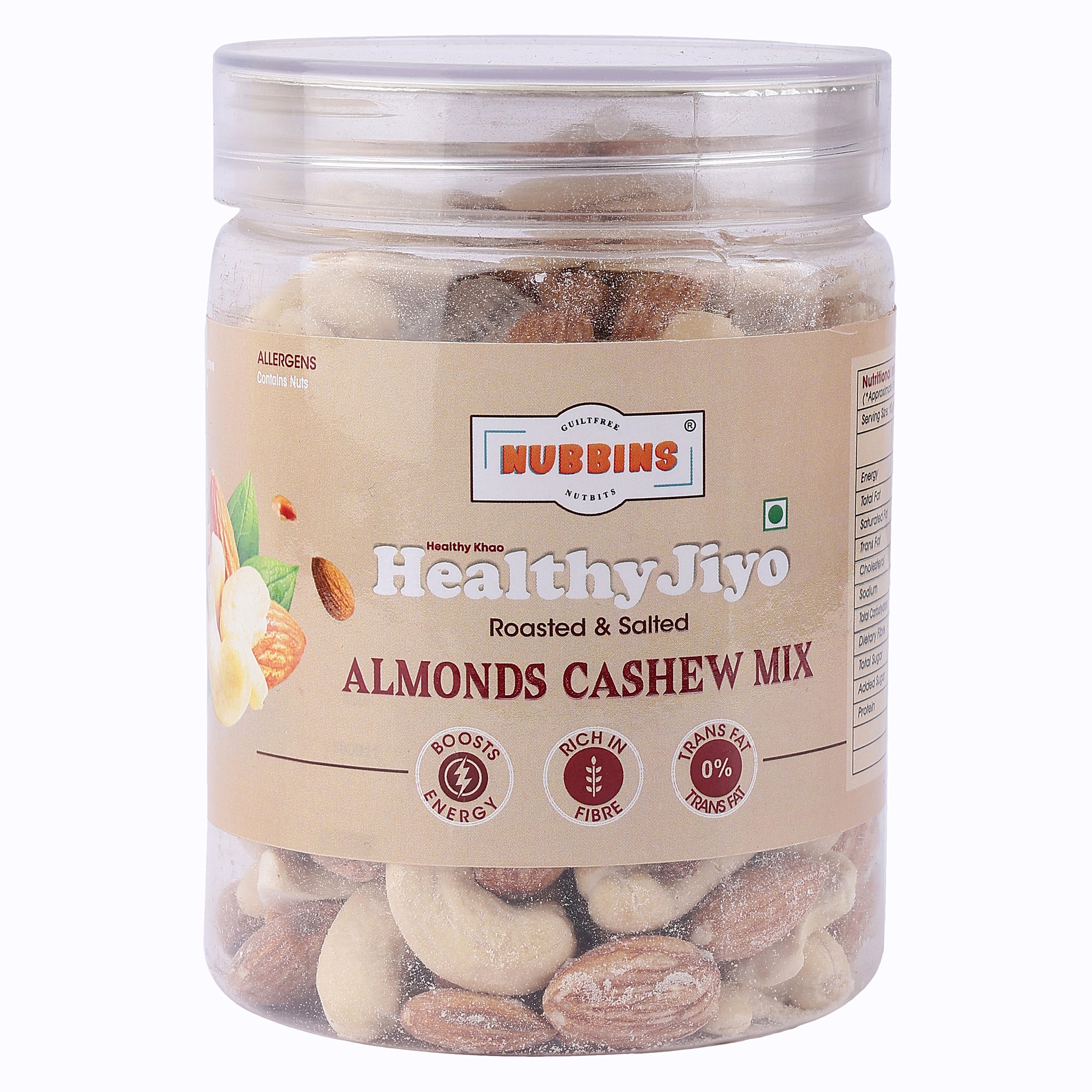 Nubbins HealthyJiyo Roasted & Salted Almond Cashew Mix 200gm