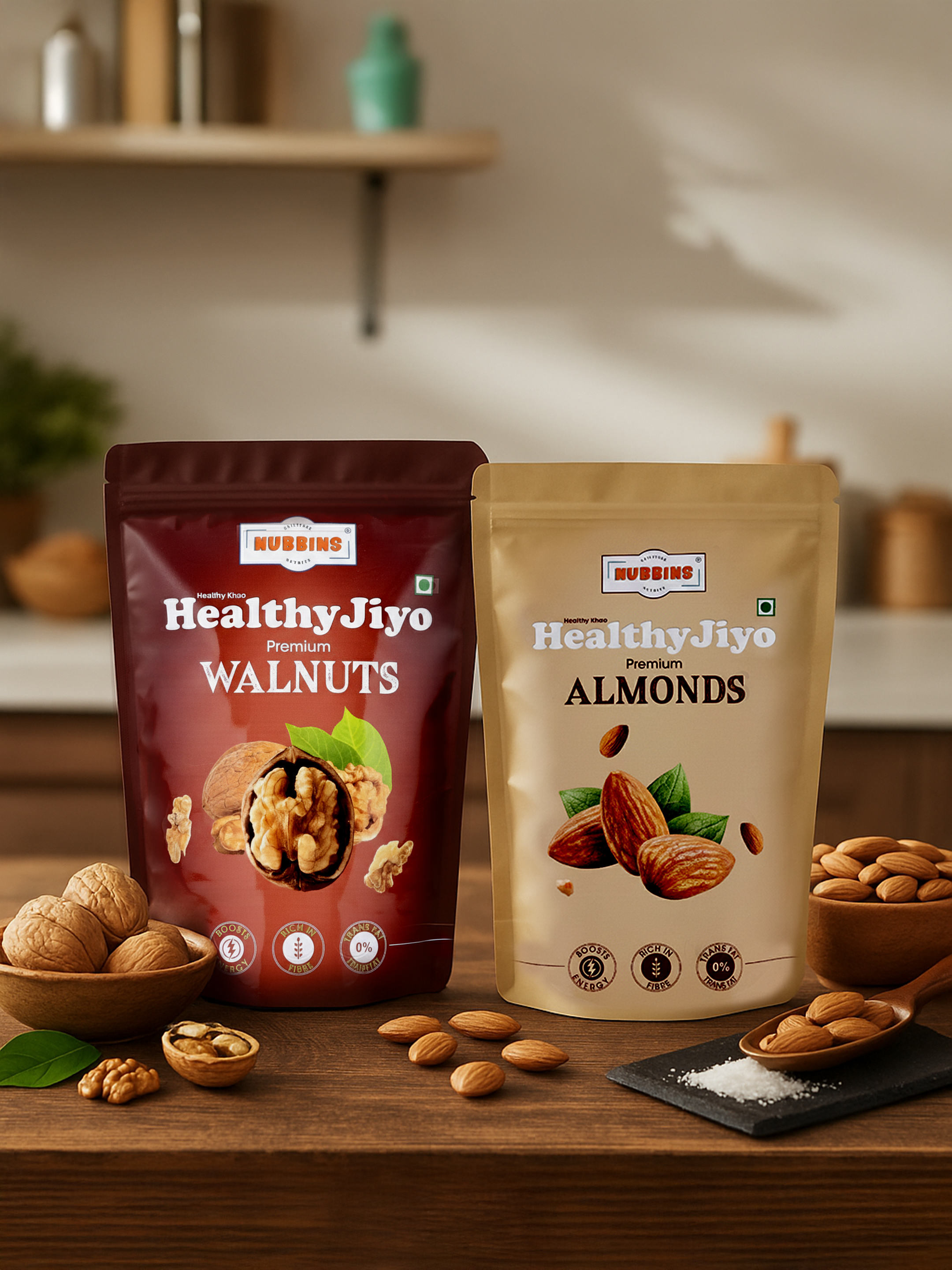 Nubbins HealthyJiyo Premium Combo (Almonds & Walnuts) 1 kg